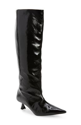 Ganni Slouchy Pointed Toe Knee High Boot in Black