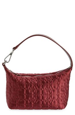 Ganni Small Butterfly Recycled Polyester Convertible Shoulder Bag in Burgundy