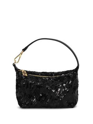 GANNI small Butterfly sequin-embellished pouch - Black