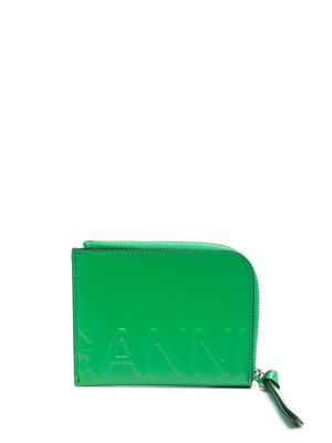 GANNI small debossed-logo wallet - Green