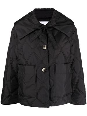 GANNI spread-collar quilted jacket - Black