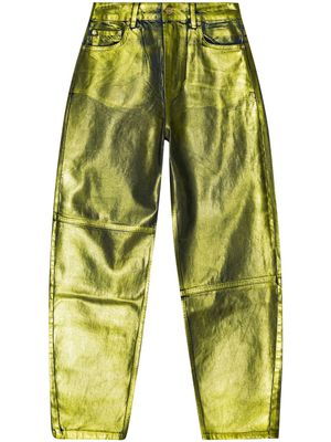GANNI Stary foiled tapered jeans - Green