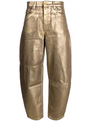 GANNI Stary gold-foiled jeans
