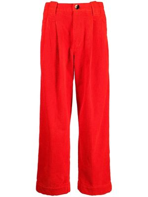 GANNI straight-leg corduroy trousers - Red
