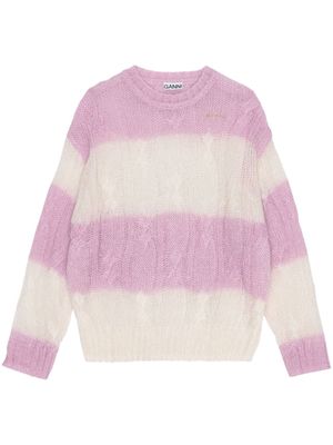 GANNI striped cable-knit jumper - Pink