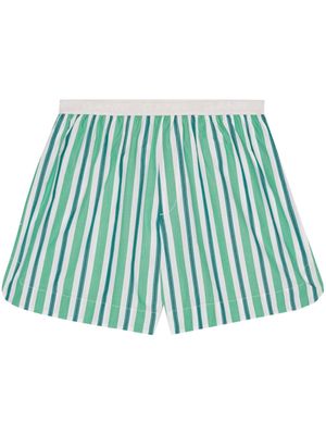 GANNI striped cotton mini shorts - Green