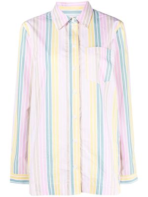 GANNI striped long-sleeve shirt - Pink