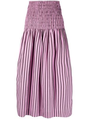 GANNI striped organic-cotton maxi skirt - Pink
