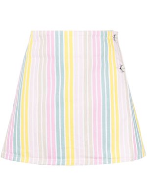 GANNI striped organic-cotton mini skirt - White