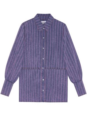 GANNI striped organic-cotton shirt - Purple