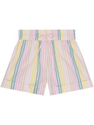 GANNI striped organic cotton shorts - Pink