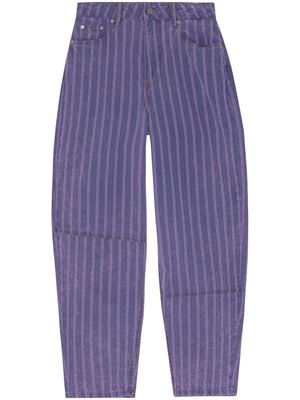 GANNI striped organic-cotton tapared jeans - Purple