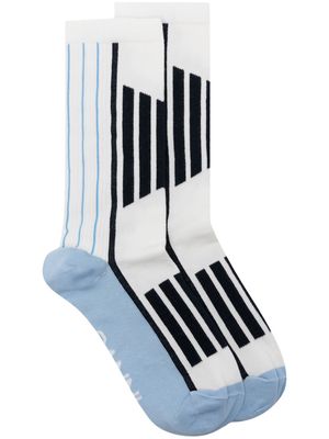 GANNI striped ribbed socks - White