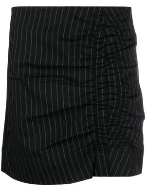 GANNI striped ruched-detail skirt - Black