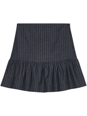 GANNI striped ruffled miniskirt - Grey