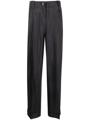 GANNI striped wide-leg trousers - Black