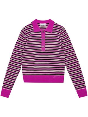 GANNI striped wool-blend jumper - Pink