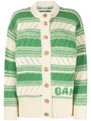 GANNI striped wool cardigan - Neutrals