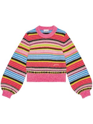 GANNI striped wool jumper - Pink