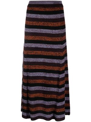 GANNI striped wool maxi skirt - Black