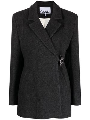 GANNI tailored buckle-fastening blazer - Black