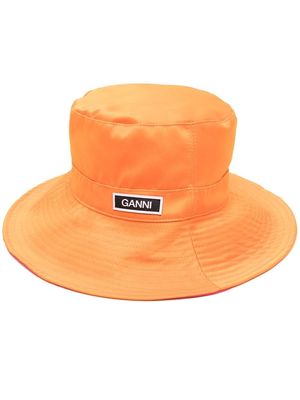 GANNI Tech logo-patch bucket hat - Orange