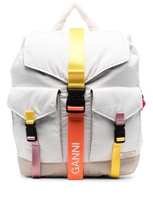 GANNI Tech multi-pocket backpack - Neutrals