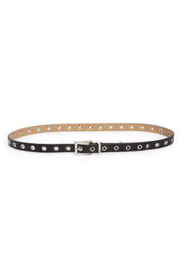 Ganni Thin Eyelet Recycled Leather Belt in Black