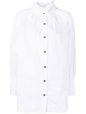 GANNI tie-collar poplin shirt - White