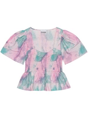 GANNI tie-dye organic cotton blouse - Pink