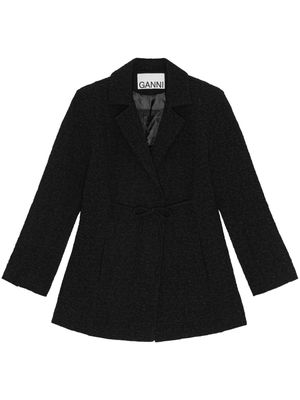 GANNI tie-fastening textured blazer - Black