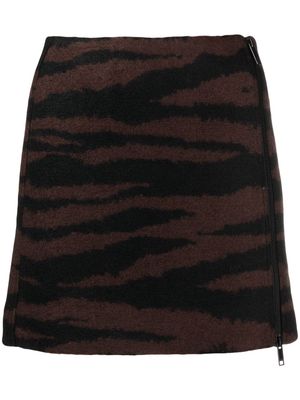 GANNI tiger-jacquard miniskirt - Brown