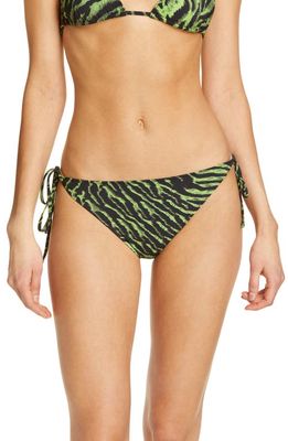 Ganni Tiger Print Bikini Bottoms in Lime Tiger