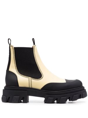 GANNI two-tone leather ankle boots - Yellow