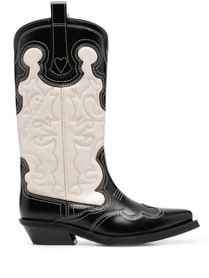 GANNI two-tone leather Western boots - Black