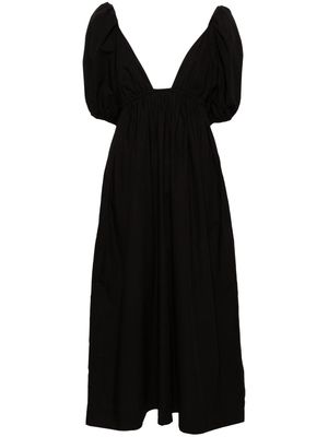 GANNI V-neck poplin midi dress - Black
