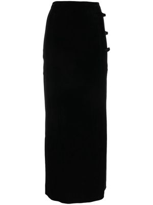 GANNI velvet bow-embellished maxi skirt - Black