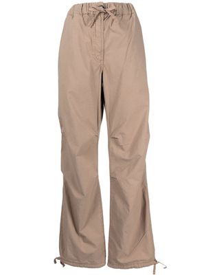 GANNI washed corduroy straight-leg trousers - Brown