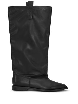 GANNI Western Loose Flat Tubular leather boots - Black