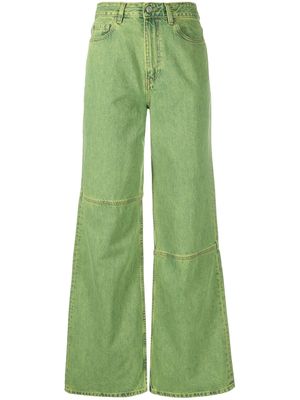 GANNI wide-leg bleached jeans - Green