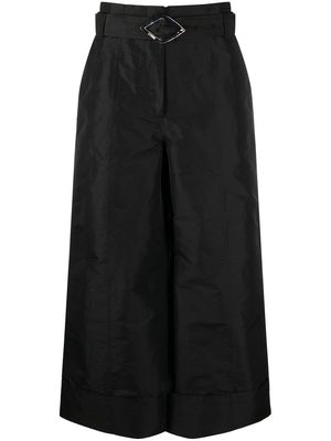 GANNI wide-leg cropped trousers - Black