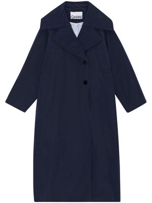 GANNI wide notch-lapel padded coat - Blue