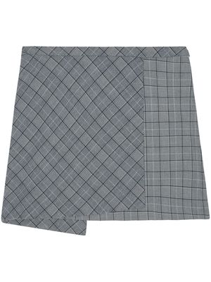 GANNI wrap-design check-print miniskirt - Grey