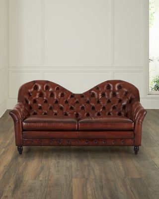 Gannon Tufted Leather Sofa, 83"