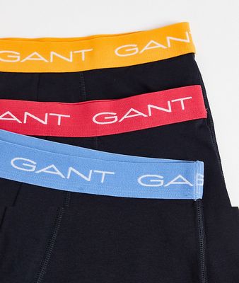 GANT 3 pack trunks in black with contrasting color logo waistband