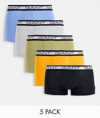 GANT 5 pack trunks in black, gray, green, blue and yellow
