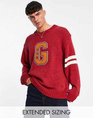 GANT letterman oversized fit knit sweater in red