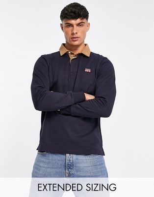 GANT logo cord collar heavy rugby polo in navy