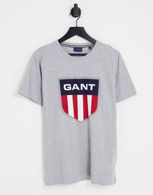 GANT retro shield logo t-shirt in gray heather