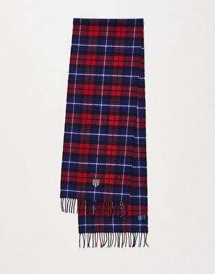 GANT wool scarf in red check with shield logo